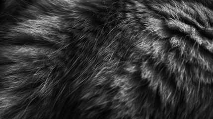 Fototapeta premium Fluffy Cat Fur: Dense and velvety, a cat’s fluffy fur begs for attention, petting, and admiration, offering warmth, comfort, and an irresistible soft texture. 