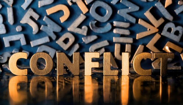 Concept of Conflict Illustrated with Wooden Letter Blocks