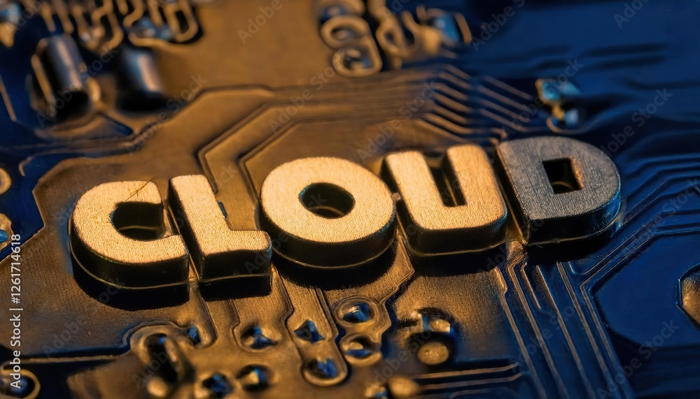 Poster cloud computing technology on circuit board