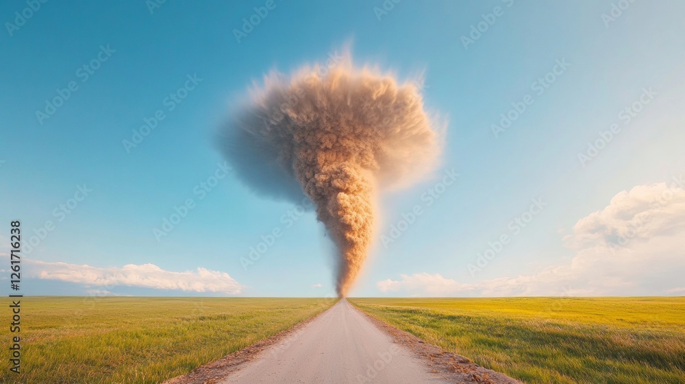 Leinwandbilder whimsical weather dramatic tornado funnel on rustic road - visual storytelling for severe weather do
