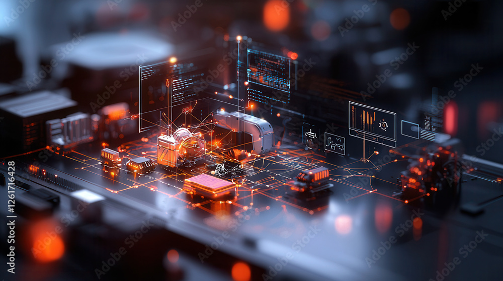 Aufkleber glowing network of interconnected devices showcases advanced technology and innovation. intricate de