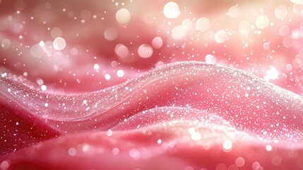 Soft pink waves with sparkling bokeh effect create a dreamy, ethereal atmosphere