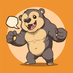 cartoon of a cute and muscular sun bear