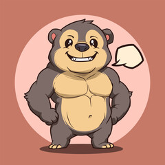 Obraz premium cartoon of a cute and muscular sun bear