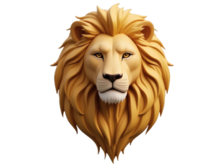 Powerful Lion Portrait with Flowing Golden Mane on Transparent Background