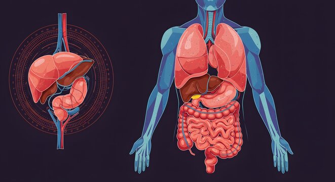 Detailed Human Anatomy Diagram Highlighting Major Internal Organs