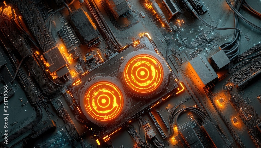 Aufkleber high-tech circuit board with glowing components