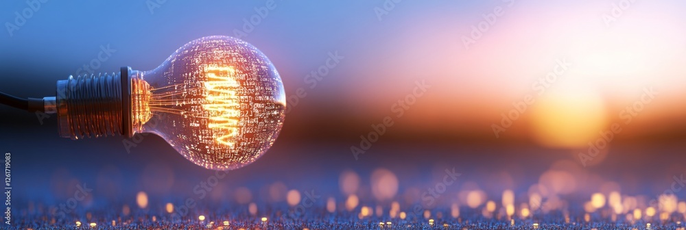 Poster innovative classroom visuals trendy led light bulb on glitter surface boosting educational engagemen