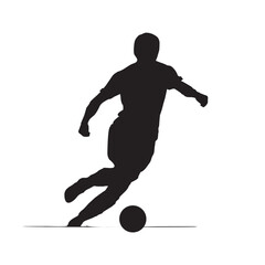 silhouette of a soccer player dribbling the ball agilely