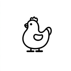 Simple line drawing of a chicken icon with a white background illustration