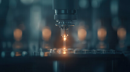 High tech laboratory with automated machines conducting precise operations