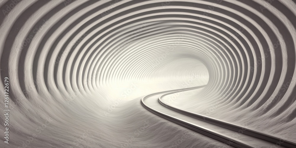 Poster dynamic curved train tracks in a futuristic tunnel abstract environment artistic perspective