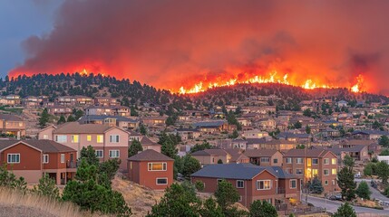 Wildfire blaze threatens homes in colorado action photography dramatic landscape evening viewpoint