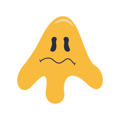 Retro Melting Smiling Face. Vector Character in Cartoon 90s Style.