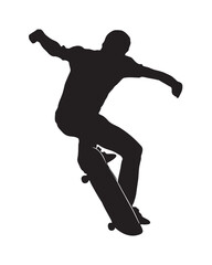 silhouette of a man playing skateboard with a jumping style