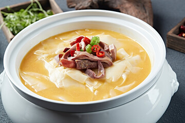 Braised pork belly with bamboo shoots in thick soup