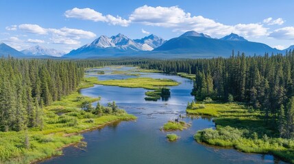 Fototapeta premium A drone view of a reforested mountain range, highlighting the positive impact of conservation.