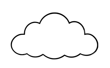 Obraz premium A cartoon-style silhouette of a cloud on a white background.