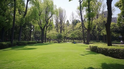 Relaxing day in sunny park green landscape nature photography tranquil setting wide angle view