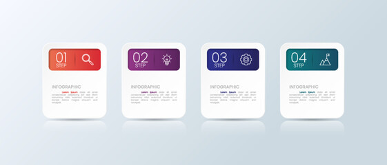 Infographic vector element design template with 4 steps process or options suitable for business data presentation.