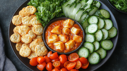 Fresh and Vibrant Salad Bowl with Sliced Cucumbers, Cubed Cheese, and Assorted Vegetables