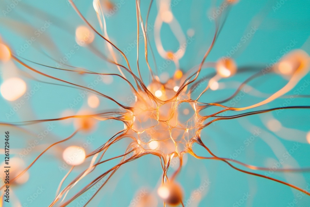 Poster Futuristic Neural Network Visualization Abstract Digital Brain Structure with Geometric Nodes - Advanced Neuroscience Content for Cognitive Research and Tech Innovation