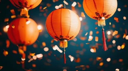 Obraz premium Festive lanterns celebrating culture streets of china celebration nighttime close-up joyful atmosphere