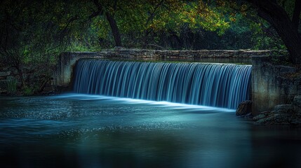 A small dam with a controlled water release system in a protected area.