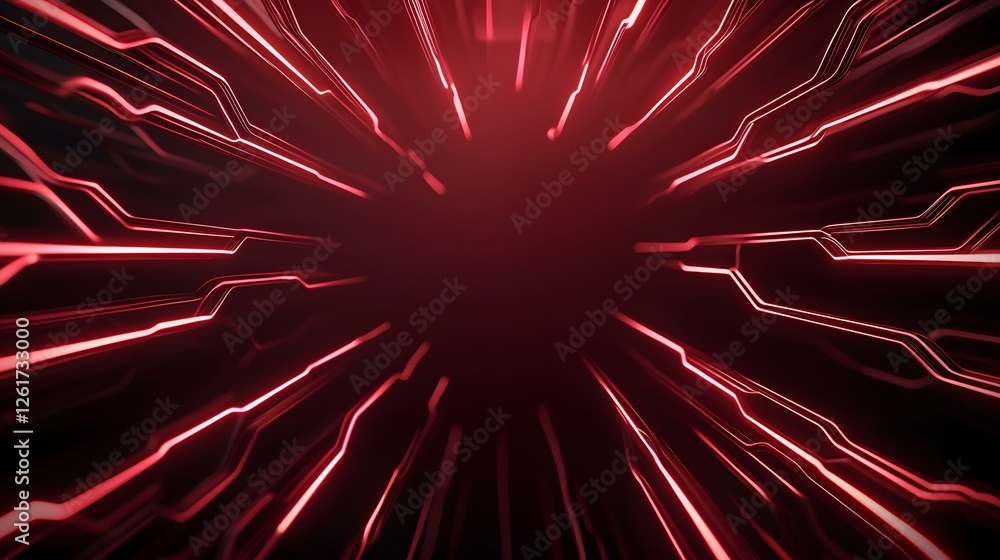 Poster the image contains an abstract depiction of glowing red lines converging towards a dark central poin