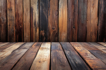 Rustic wood planks, empty display, aged wooden wall