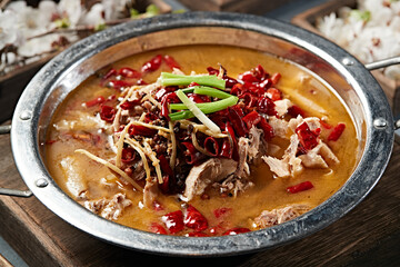 Shredded Chicken in Spicy and Spicy Sour Soup