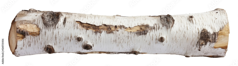 Poster birch tree log isolated on transparent background. natural texture and wood pattern concept