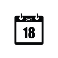 calender icon, 18 saturday icon with white background