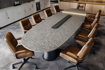 Oval conference table in modern office