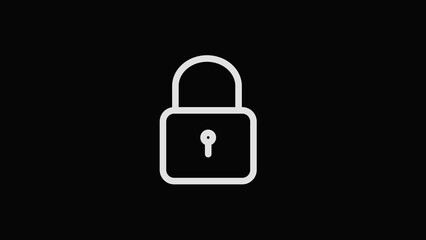 Cyber security line animation. Opening padlock with digital lines animated icon