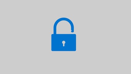 Cyber security line animation. Opening padlock with digital lines animated icon