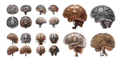 Steampunk Mechanical Brain Illustrations for Creative Projects
