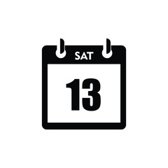 calender icon, 13 saturday icon with white background