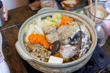 式根島特産の養殖マダイ他の海鮮鍋。
式根島の民宿の海鮮山盛りの美味しい晩ごはん。
東京都伊豆諸島式根島-2024
