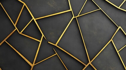 Abstract Geometric Pattern With Gold Lines On Dark Background