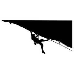Silhouette of Person Rock Climbing. Vector Illustration.