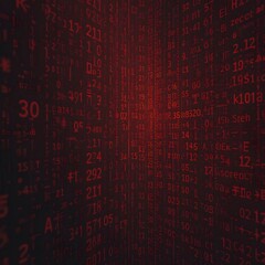 Abstract digital code background, red color,
