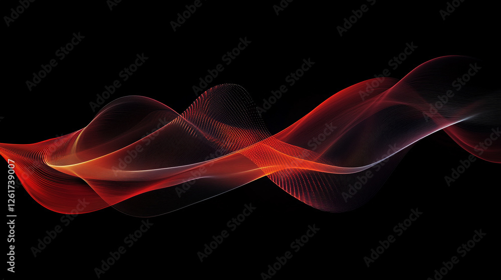 Poster abstract red orange flowing wave design background digital art curve fluid lines motion modern