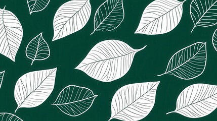 Abstract Leaf Pattern On Dark Green Background