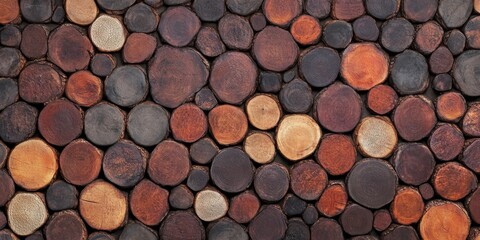 Wooden Circle Texture Background: Rustic Brown and Dark Wood Slice Pattern