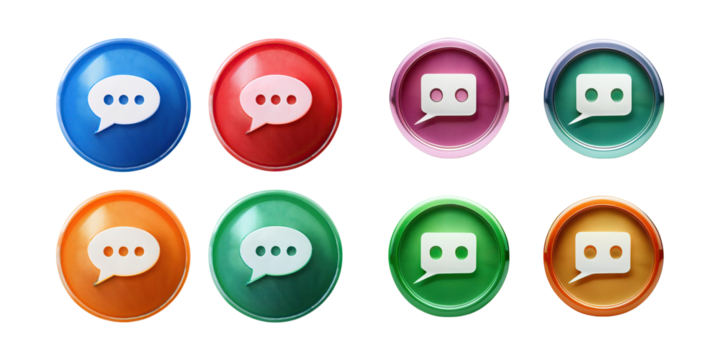 Colorful Chat Bubble Icons Collection, PNG collection, set bundle, isolate on transparent or white background