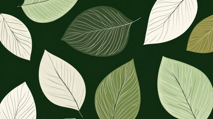 Abstract Pattern Of Leaves On Dark Background