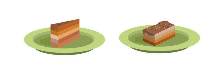 Set of cake pie and cupcake slice icon vector illustration
