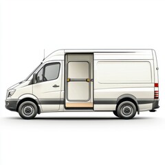 Side View of a Modern White Delivery Van on a Clean Background