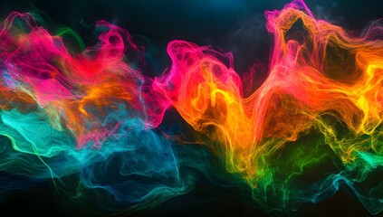 Fototapeta premium Abstract colorful smoke flows in dark space